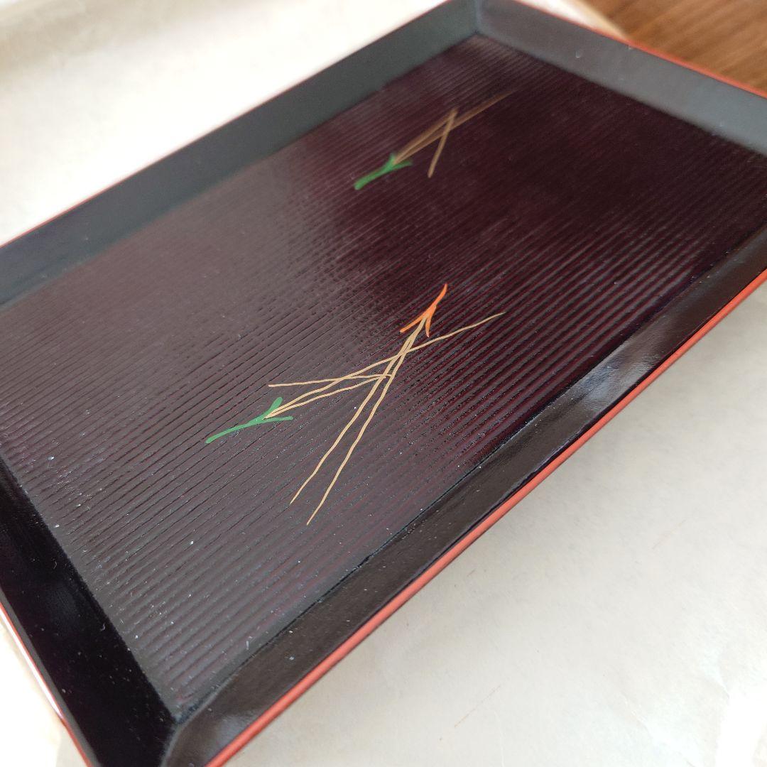 【昭和レトロ】漆器 黒い切手盆 木箱付き