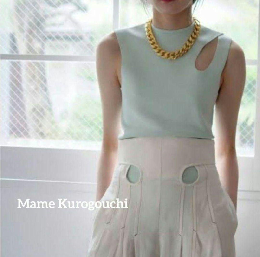 【新品未使用タグ付】 マメクロゴウチ HOLE KNITTED TOP Sサイズ