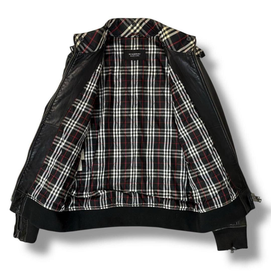 【美品】バーバリーブラックレーベル 羊革 ライジャケット ノバチェック Mサイズ