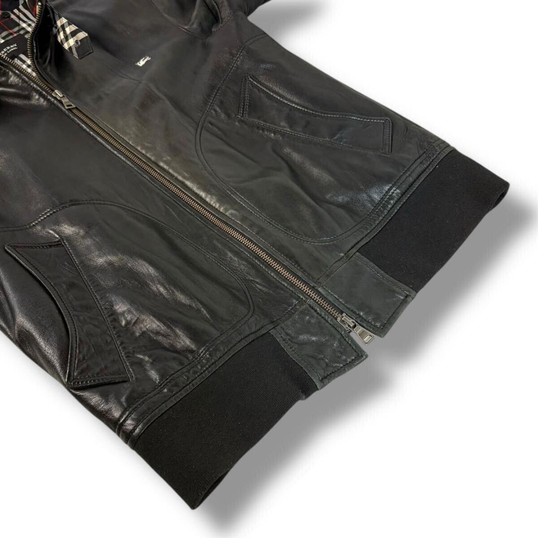 【美品】バーバリーブラックレーベル 羊革 ライジャケット ノバチェック Mサイズ