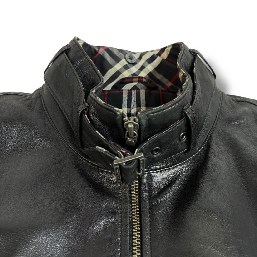 【美品】バーバリーブラックレーベル 羊革 ライジャケット ノバチェック Mサイズ