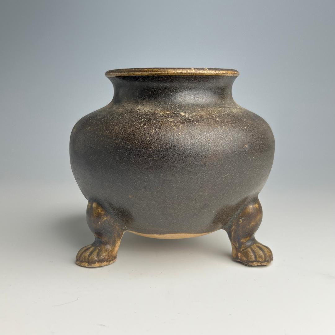 唐黒彩三足香炉 初唐盛 唐三彩 唐物 古玩 中国美術 811b