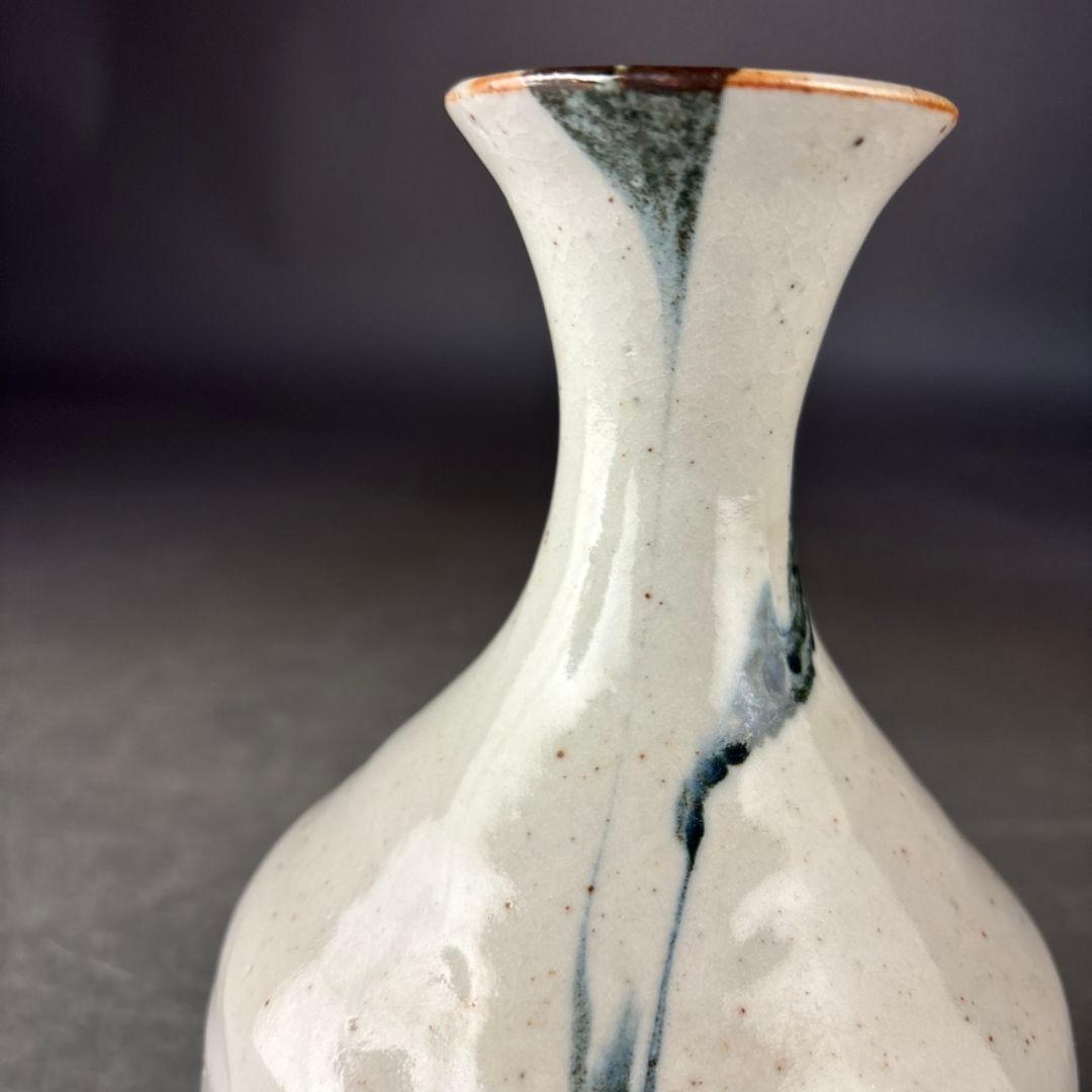 人間国宝　松井康成　墨流　花入　共箱