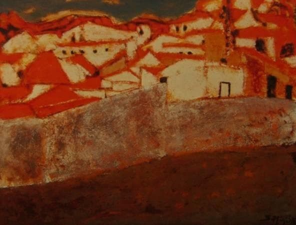 三岸節子、「小さな町（アンダルシア）」、厳選、希少画集・額装画