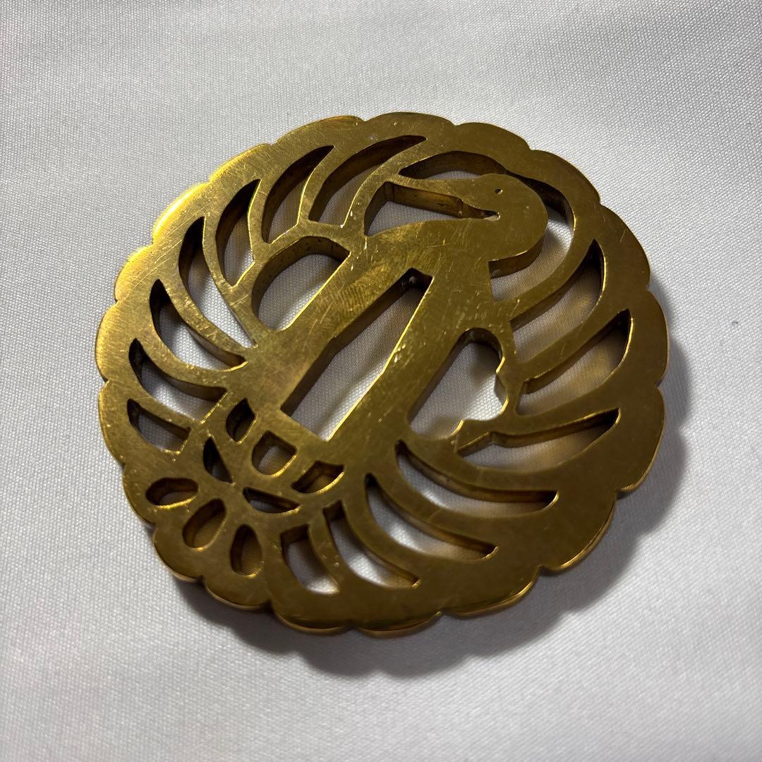 金色 鶴デザイン 鍔(つば) 鶴丸　鐔　武具