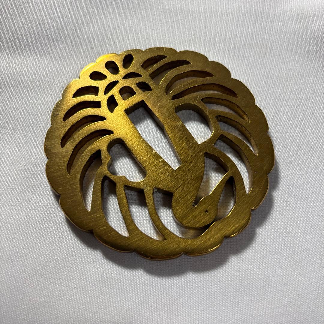 金色 鶴デザイン 鍔(つば) 鶴丸　鐔　武具