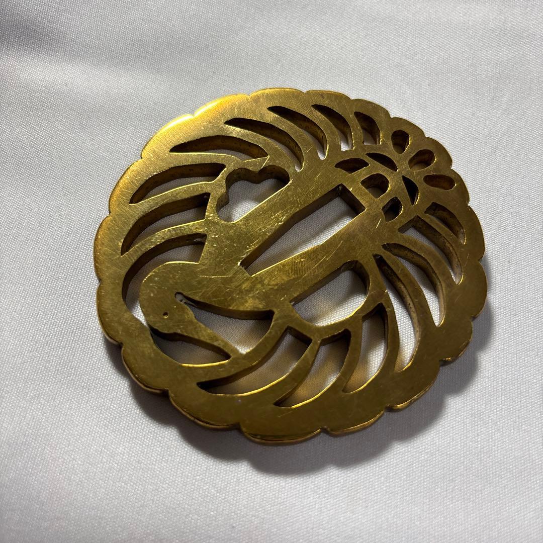 金色 鶴デザイン 鍔(つば) 鶴丸　鐔　武具