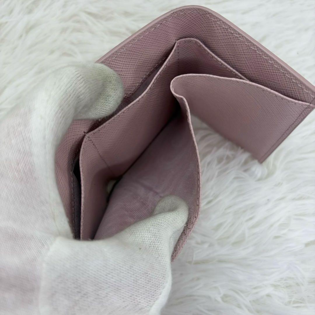 専用✨RFID搭載/美品✨プラダ 三つ折り財布 レザー 三角ロゴ レザー　ピンク