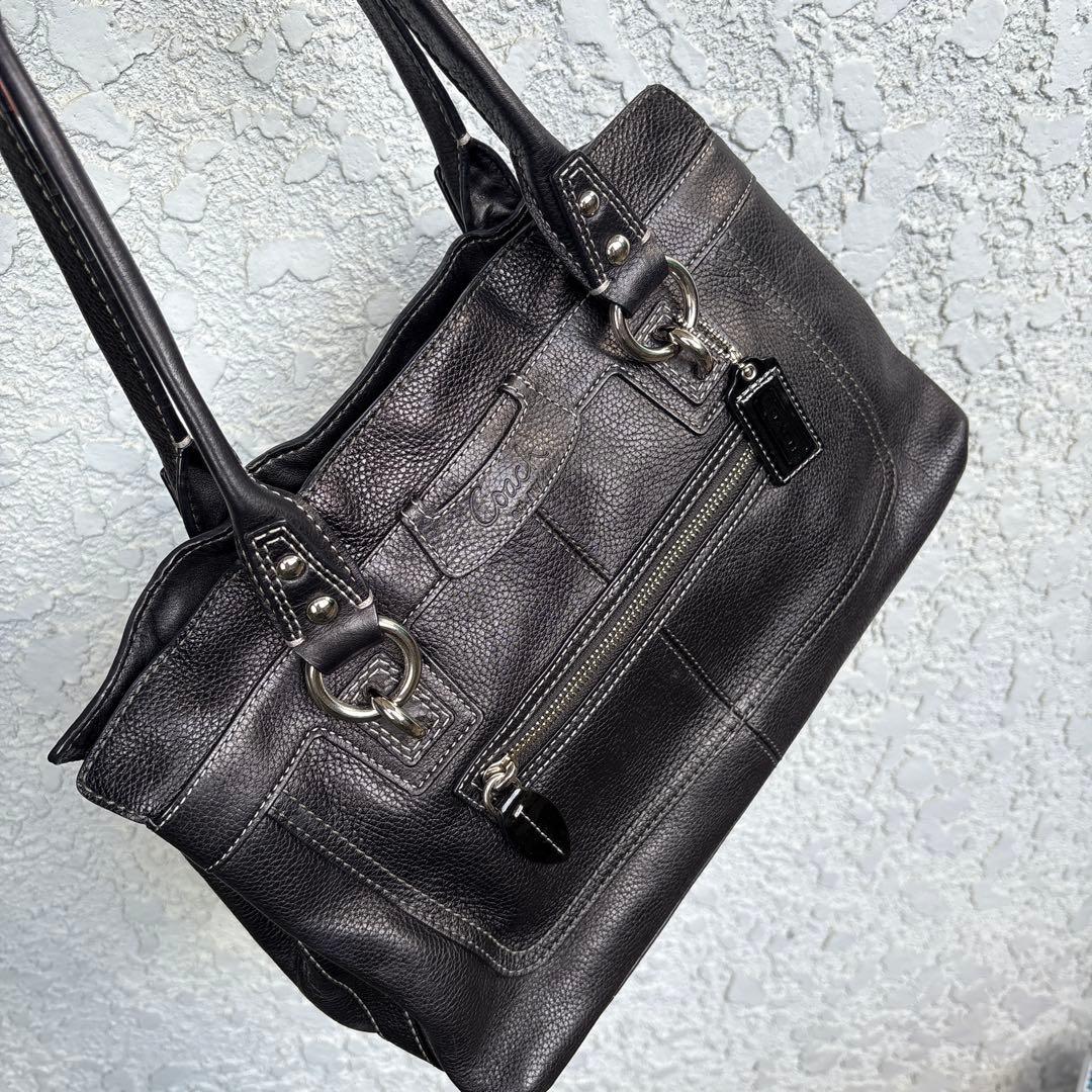 COACH コーチ　レザー　ブラック　ハンド　ショルダーバッグ