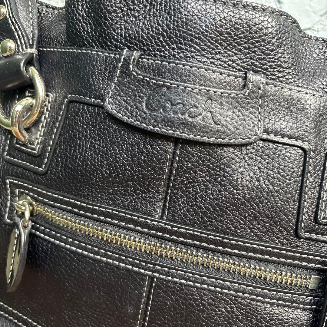 COACH コーチ　レザー　ブラック　ハンド　ショルダーバッグ