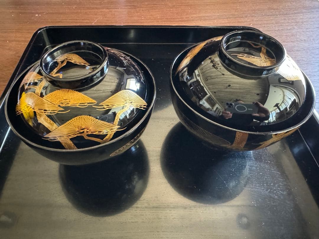 輪島塗（重要無形文化財）金蒔絵　高級汁椀　龍作　ペア