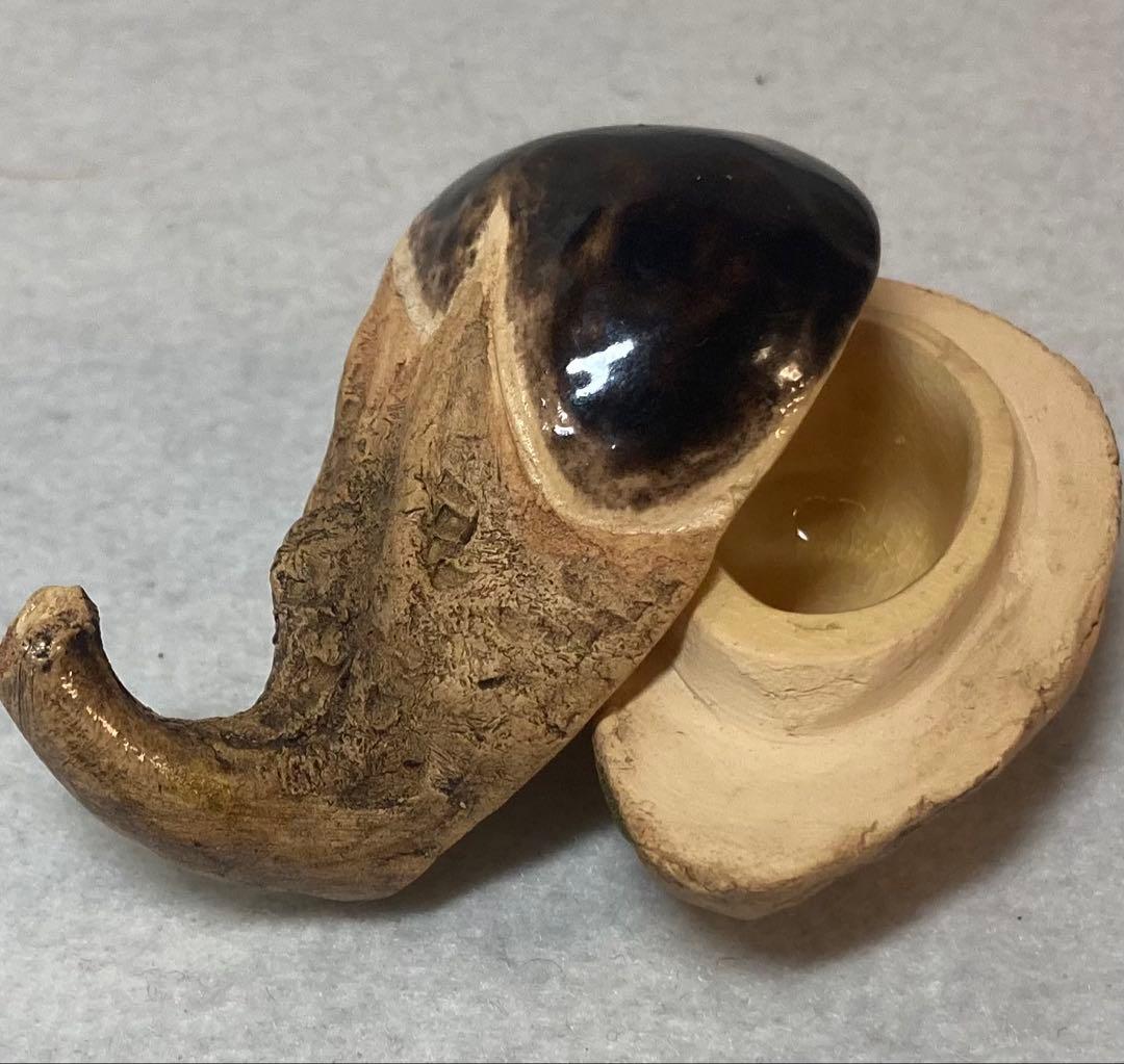 B394h「茄子 香合」佐々木二六作　共布共箱　松柏庵　天神蟹　愛媛　茶道具