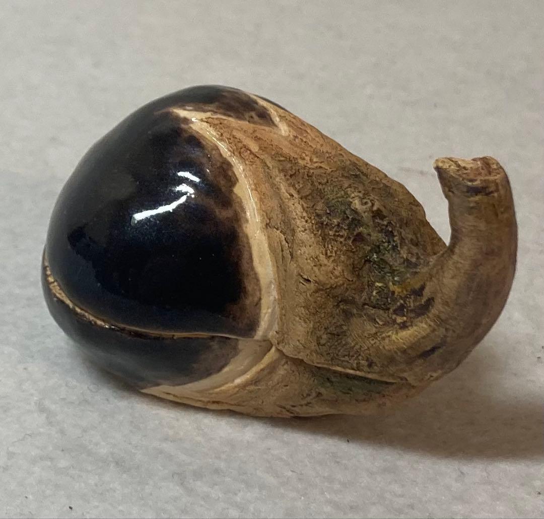 B394h「茄子 香合」佐々木二六作　共布共箱　松柏庵　天神蟹　愛媛　茶道具