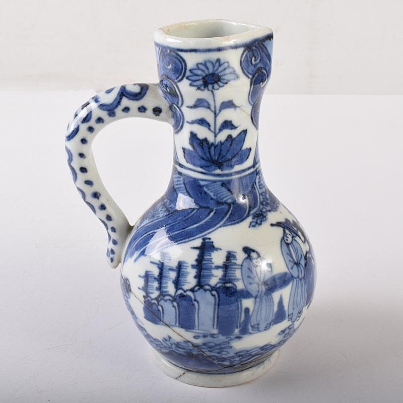 中国　青花　山水人物文　水注瓶　C　R7882