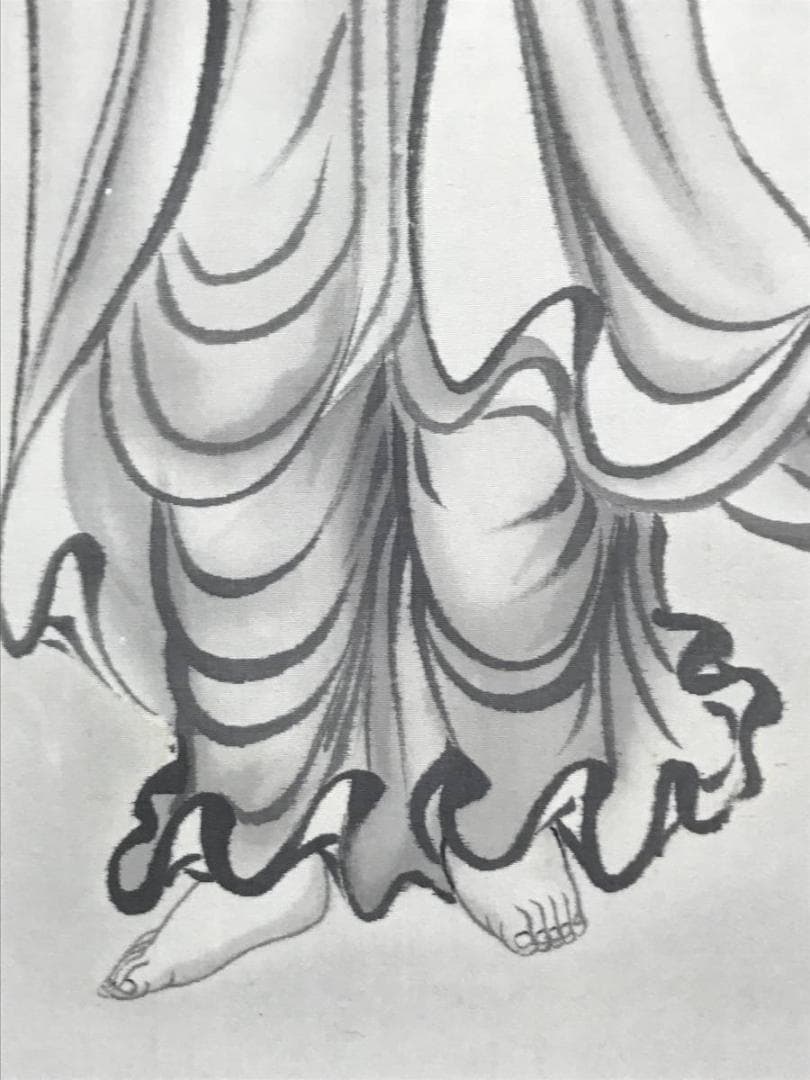 【真作】柳原妙秀/観音図/観音像図/仏事掛/掛軸/名家伝来/AC-220