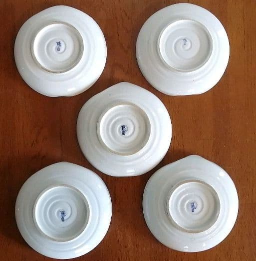 中里陽山作　桃形桃文皿　5客