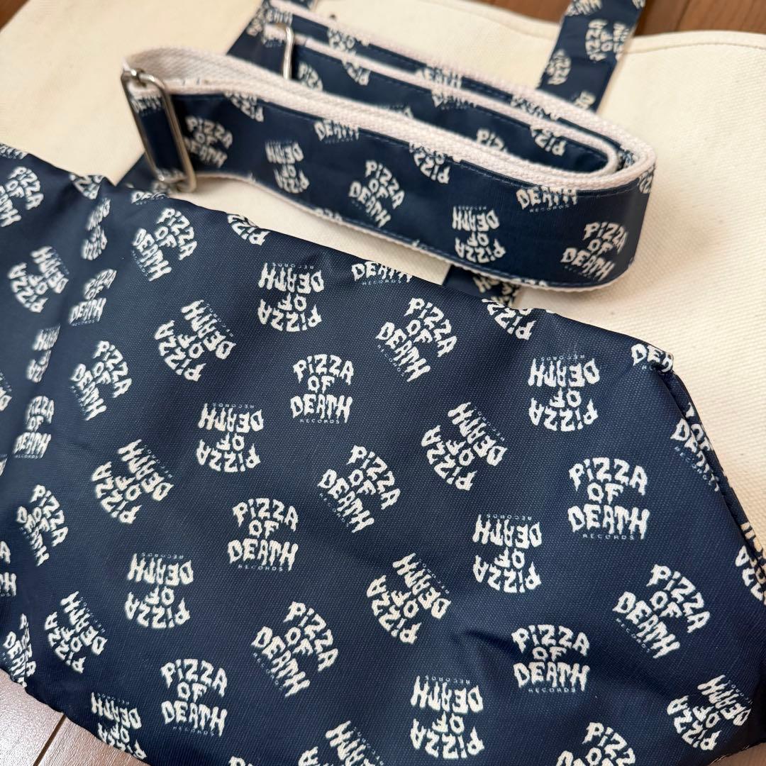 PIZZA OF DEATH トートバッグ ネイビー ストラップ付き