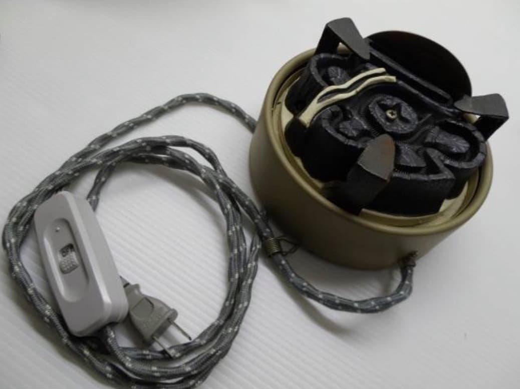 唐銅 鬼面風炉 釡師 佐藤清光 風炉師 釡谷寛斎 共箱 電熱器