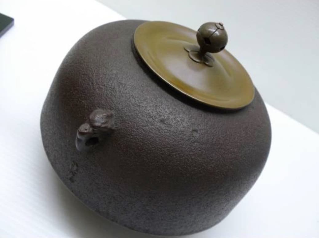 唐銅 鬼面風炉 釡師 佐藤清光 風炉師 釡谷寛斎 共箱 電熱器