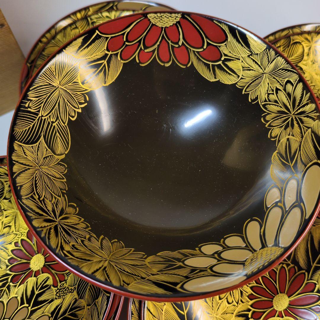 特選　沈金　輪島塗　蒔絵付吸物椀　五客　年代物　骨董