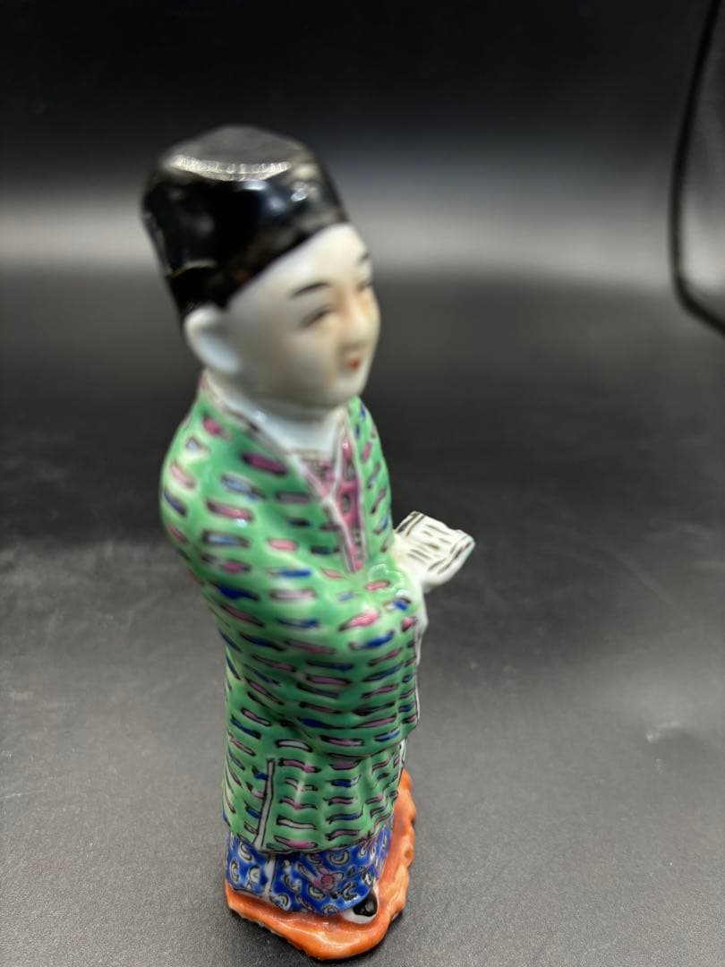 中国美術 古玩 色絵陶人形 陶器人形 高さ約13cm 置物 オブジェ 古董品