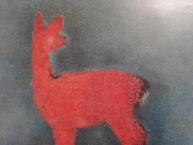 徳岡 神泉、仔鹿、大判、額装用・画版、日本製・新品額 額装付、状態良好