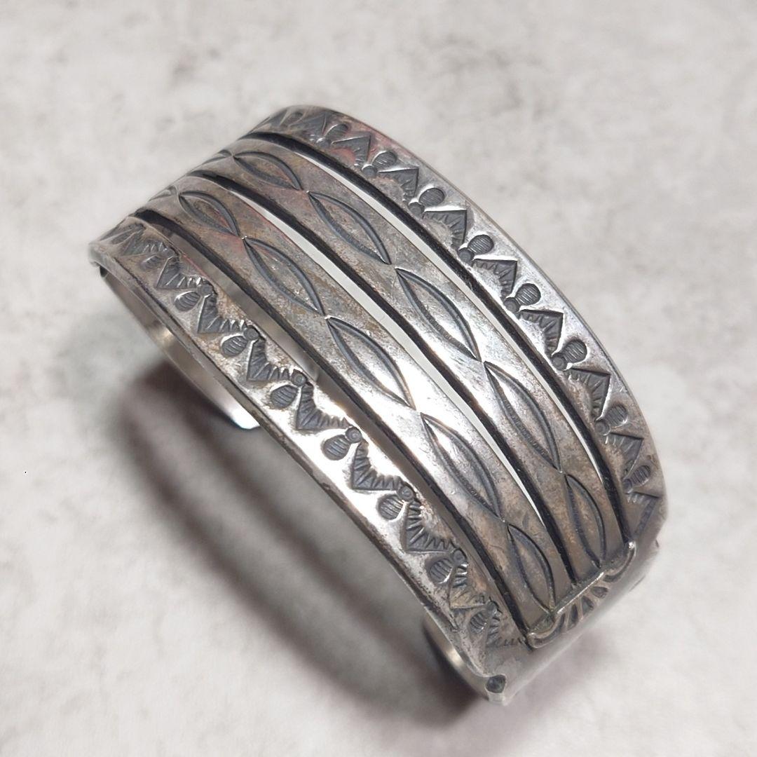 NAVAJO ナバホ ANDY CADMAN スタンプワークワイドバングル 重厚