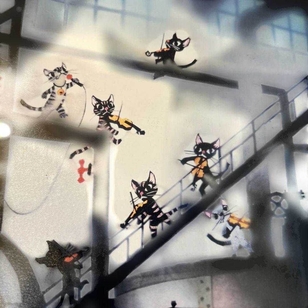 最終値下げ　藤城清治「真夜中の工場」　　　　　保証書有猫 ねこネコ