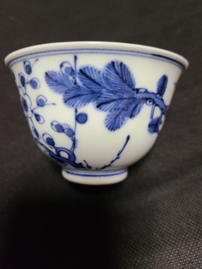 九谷焼須田菁華造染付写松竹梅汲出茶碗5客