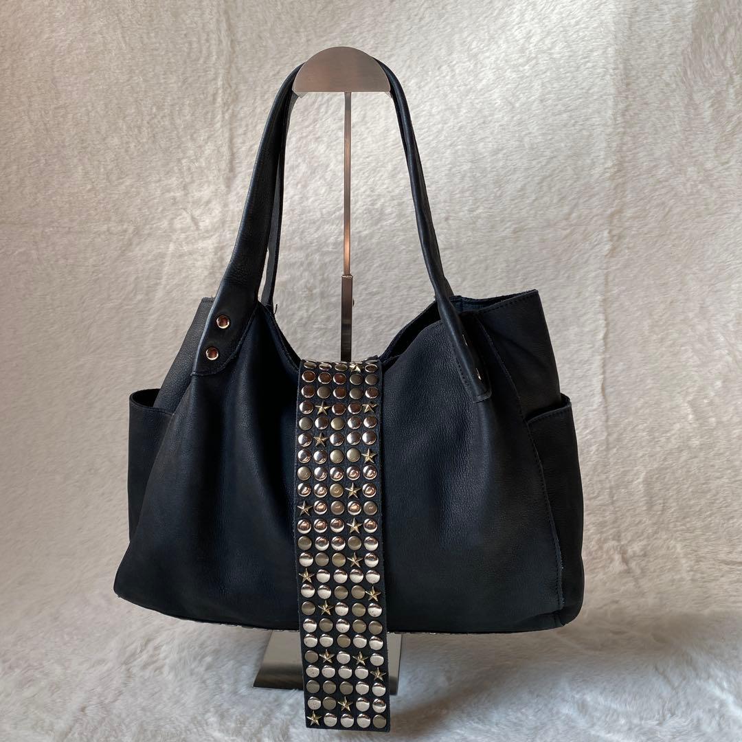 TRES トレ スタッズ トートバック レザー 本革 黒 ブラック y2k 星