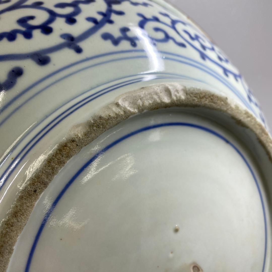 天保3年　古伊万里　極彩色　牡丹文　大皿　木箱付　タエオ　東さ7-0202☆2F