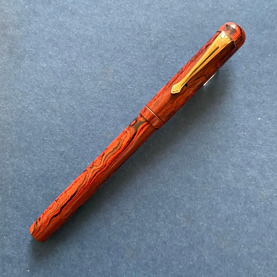 海外製　マーブルエボナイト　万年筆　無銘　14K