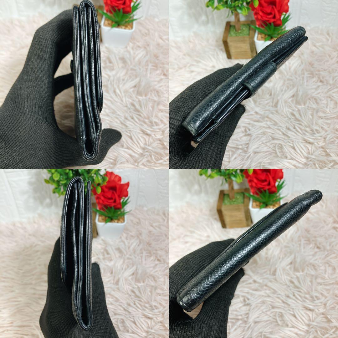 美品 CHANEL 二つ折り財布 ココマーク キャビアスキン レザー Wホック