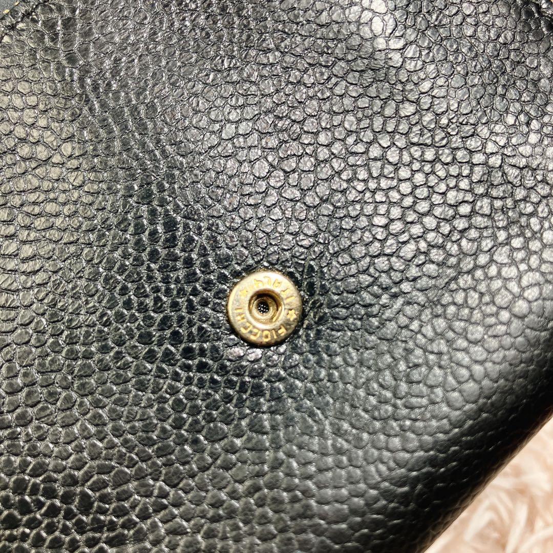 美品 CHANEL 二つ折り財布 ココマーク キャビアスキン レザー Wホック