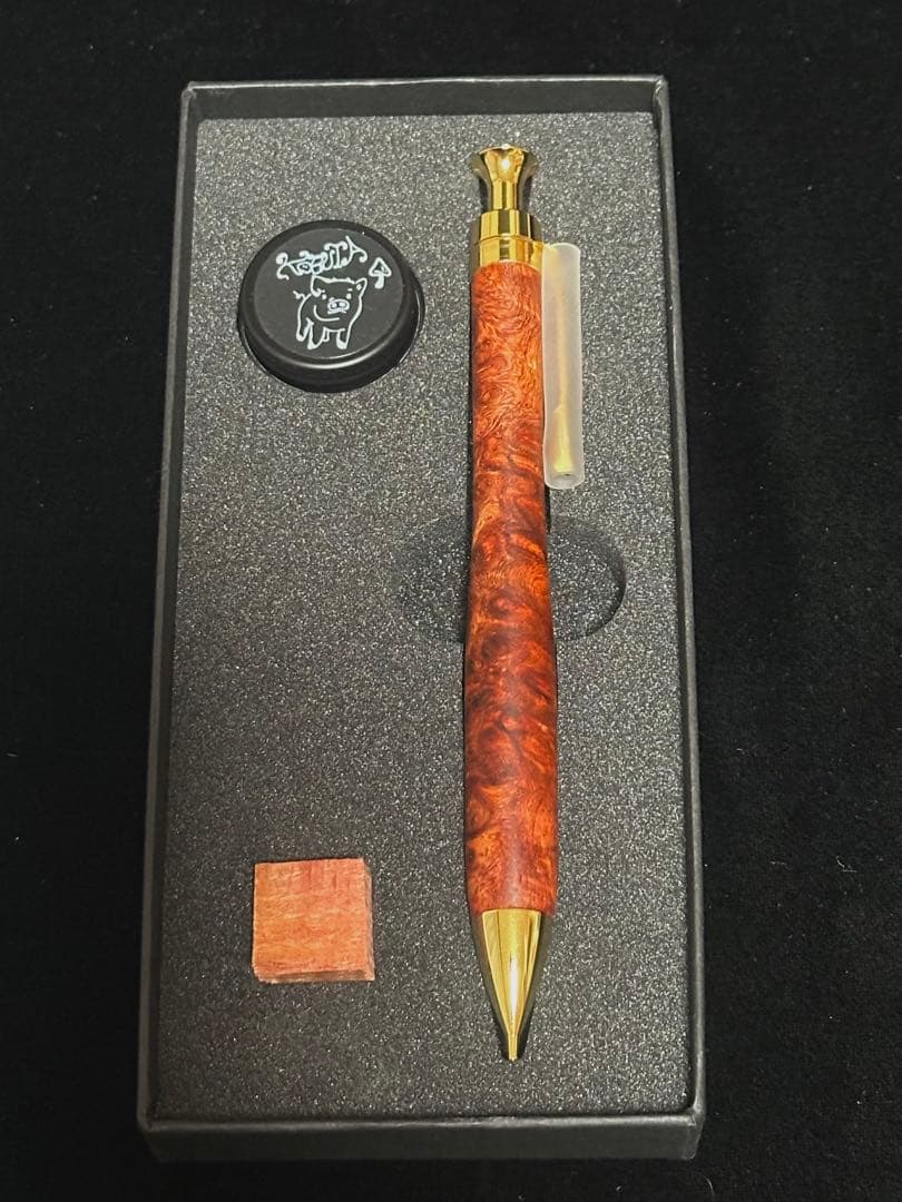 こぶた工房シャープペンシル 極上花梨瘤 ゴールド金具0.5mm