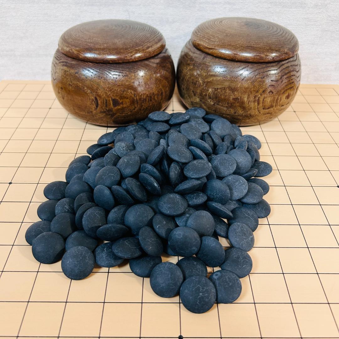 蛤碁石(月印) 那智黒石 32～33号 白180個 + 黒181個 囲碁