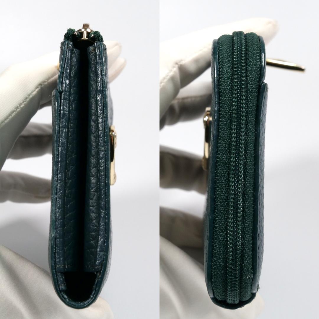 極美品✨ アタオ 二つ折り財布 ミリモ ケリー 限定 グリーン レザー