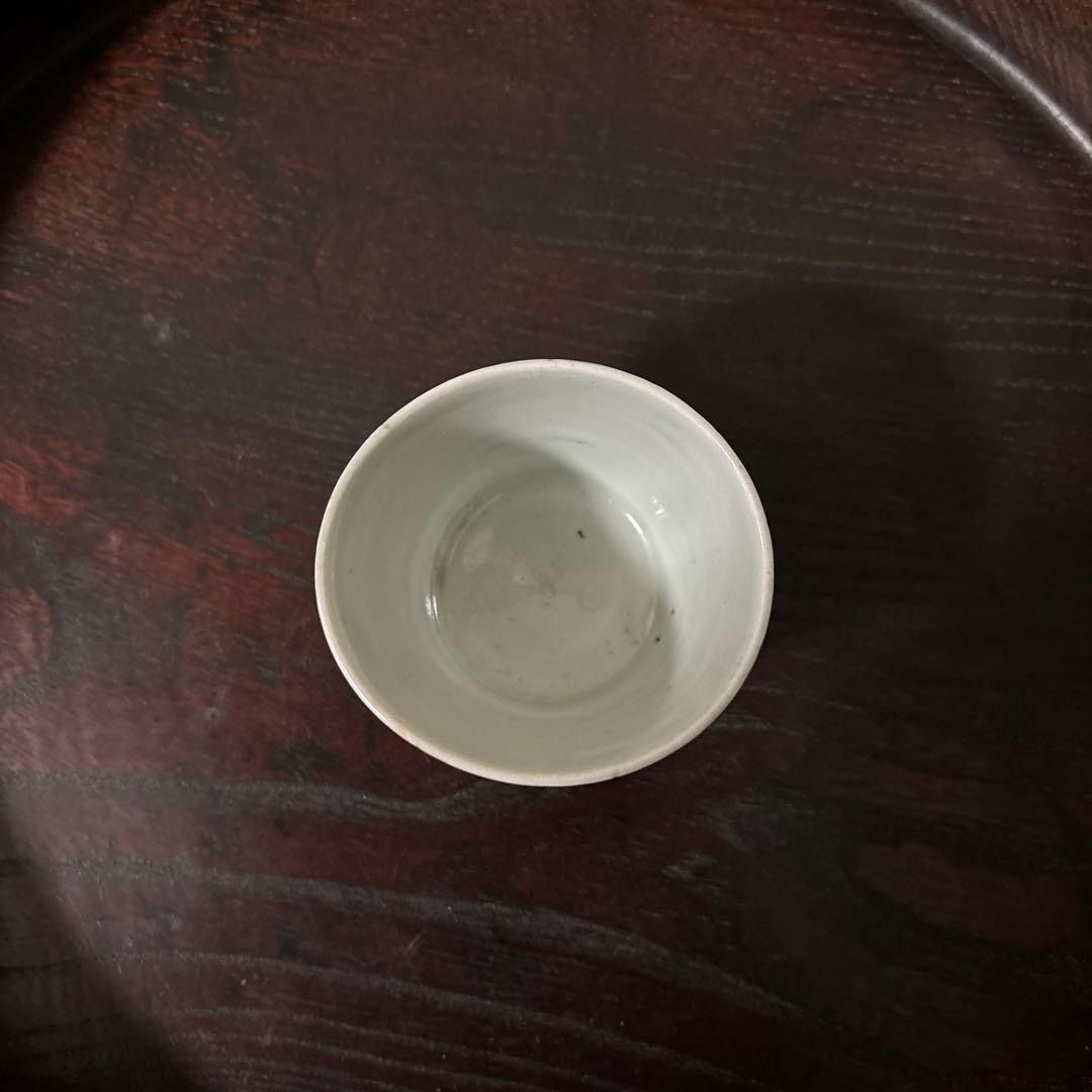 古伊万里染付　格子縞　蔓草文　②蕎麦猪口　江戸初期前期　アンティーク　白磁　李朝