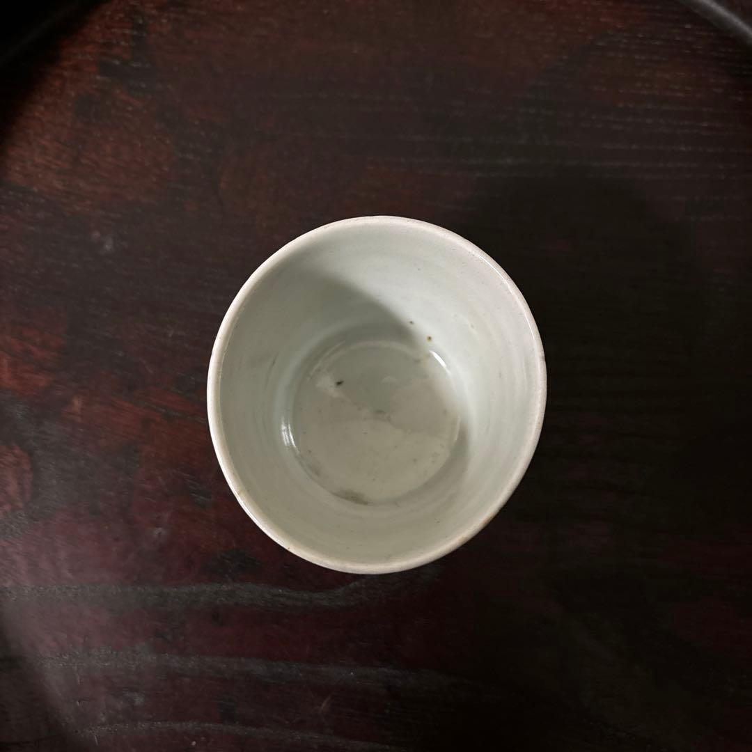 古伊万里染付　格子縞　蔓草文　②蕎麦猪口　江戸初期前期　アンティーク　白磁　李朝