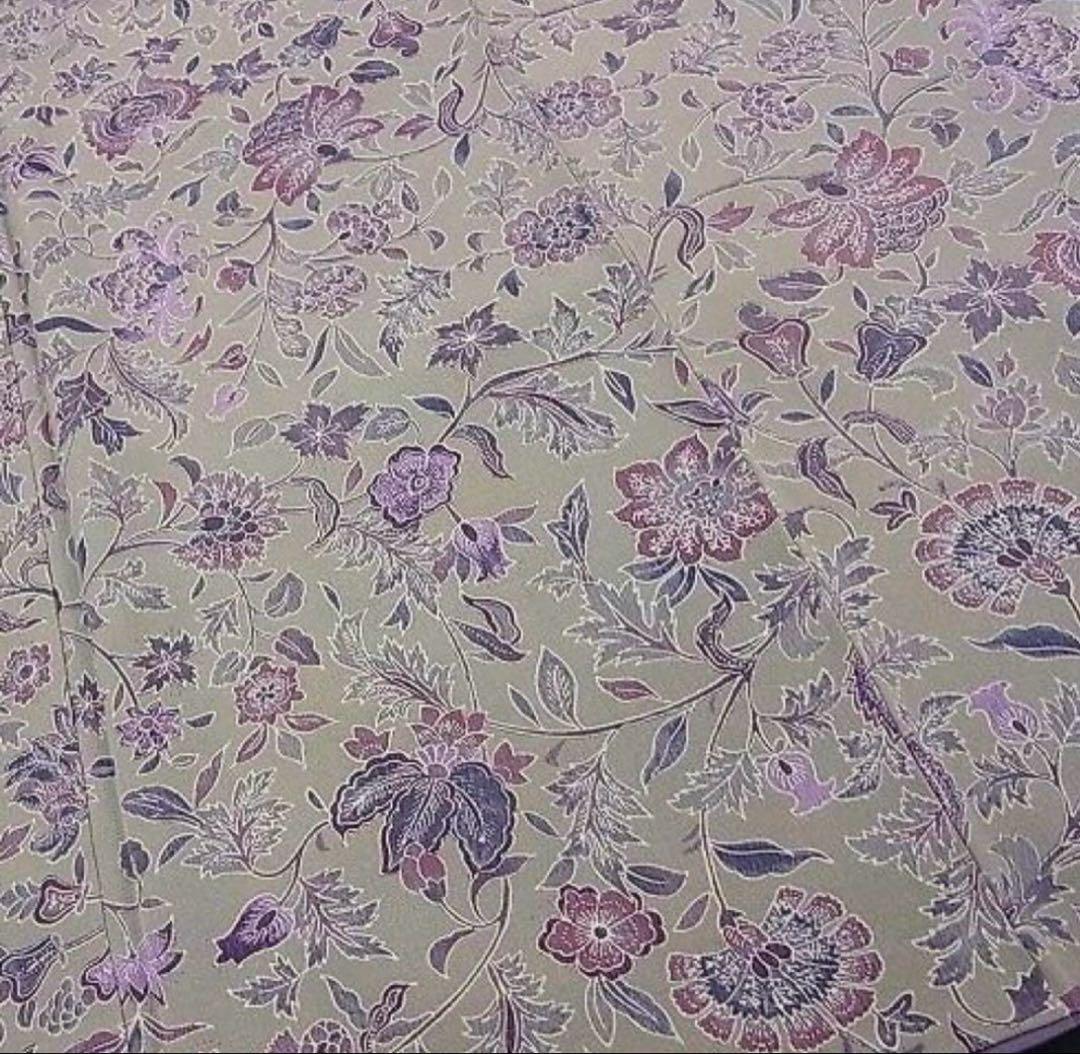 正絹小紋　草木染　更紗草花文