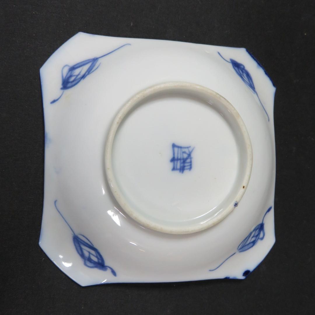 小皿 7枚 富士山 染付 古伊万里 山水 巻物 角皿 変形皿 江戸　バラ売り可