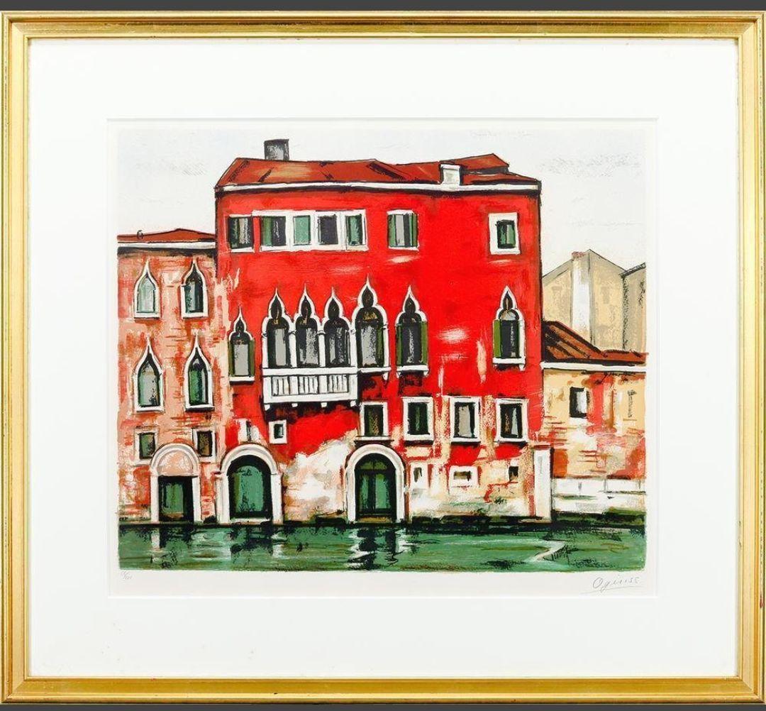 ミモレット 【真作】荻須高徳「赤い家」リトグラフ 10号大 直筆サイン
