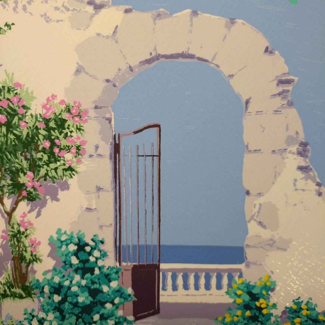 サルボ シルクスクリーン 版画 額装品 風景画 エーゲ海 フレーム付き