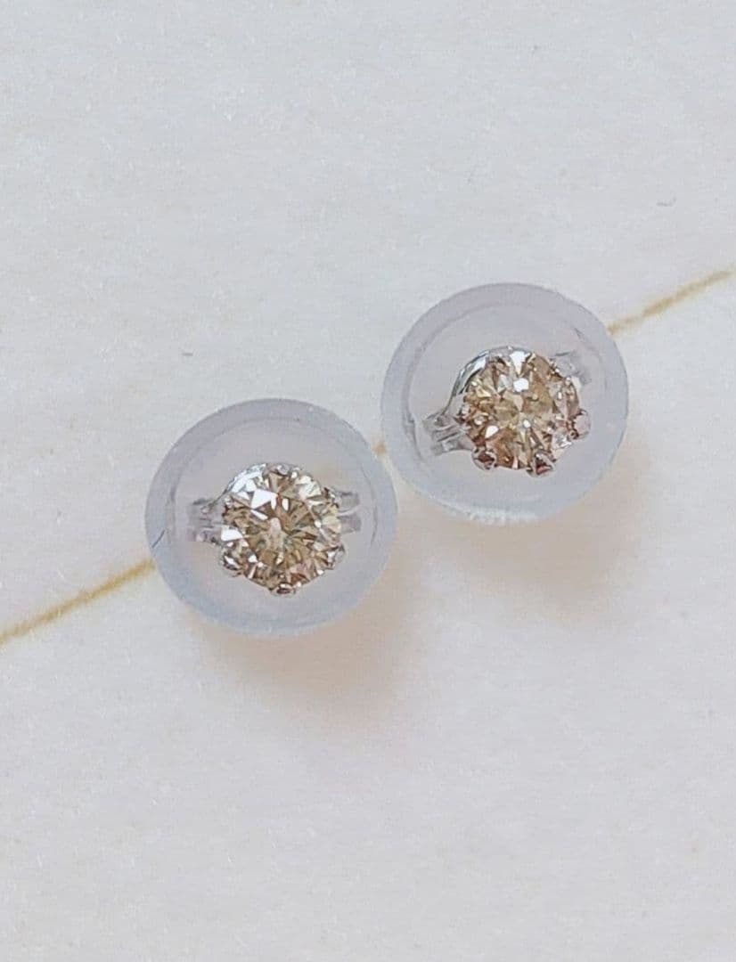 追加2点同梱 新入荷 未使用品 pt900 天然ブラウンダイヤモンド ピアス