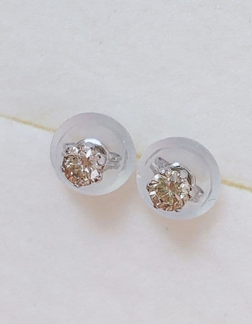 追加2点同梱 新入荷 未使用品 pt900 天然ブラウンダイヤモンド ピアス