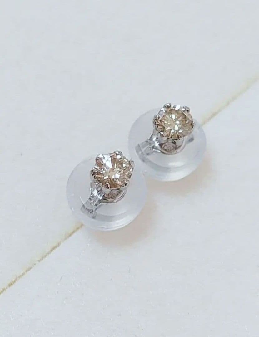 追加2点同梱 新入荷 未使用品 pt900 天然ブラウンダイヤモンド ピアス
