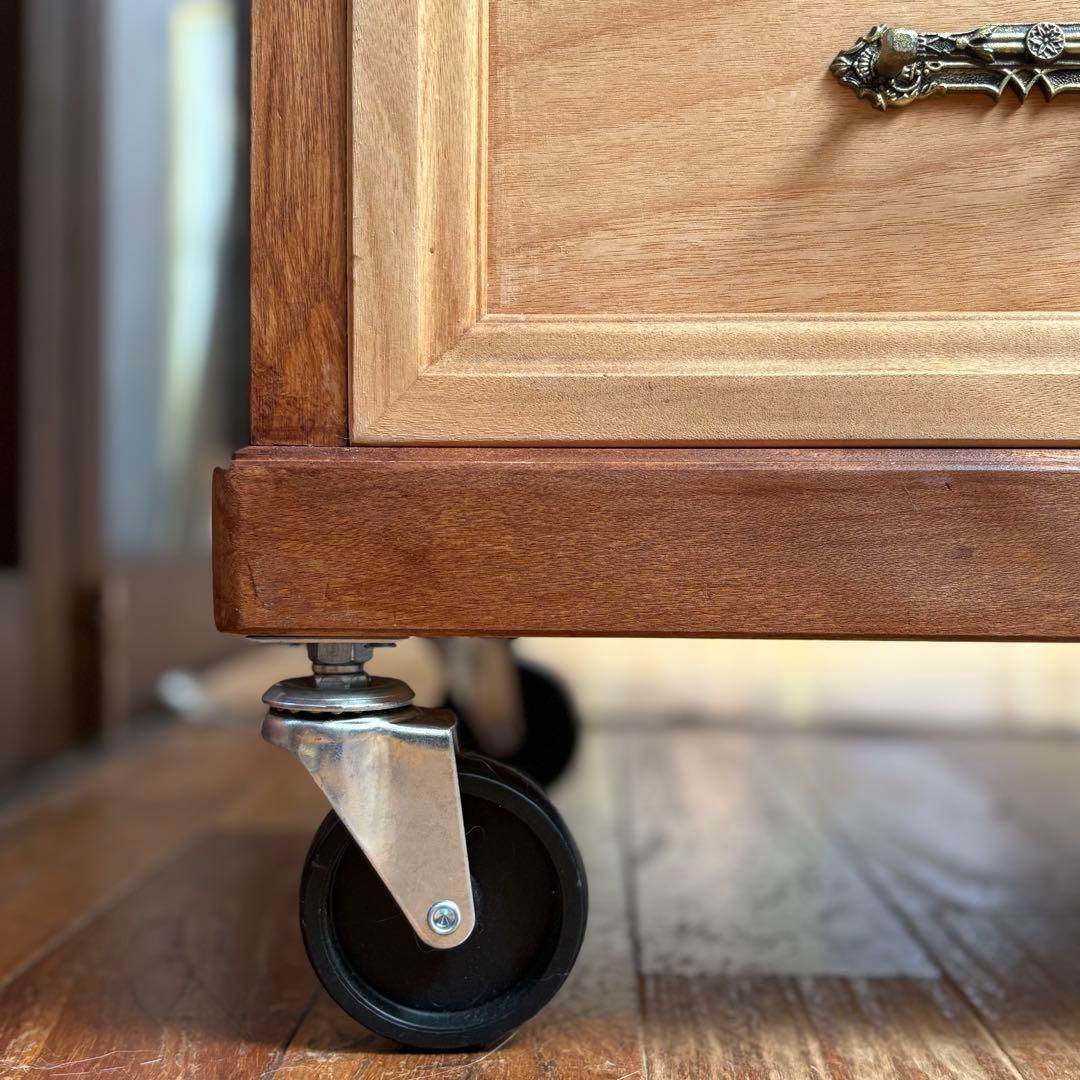 14杯 オーダー品 ビンテージ 木製チェスト キャスター 収納 北欧ナチュラル