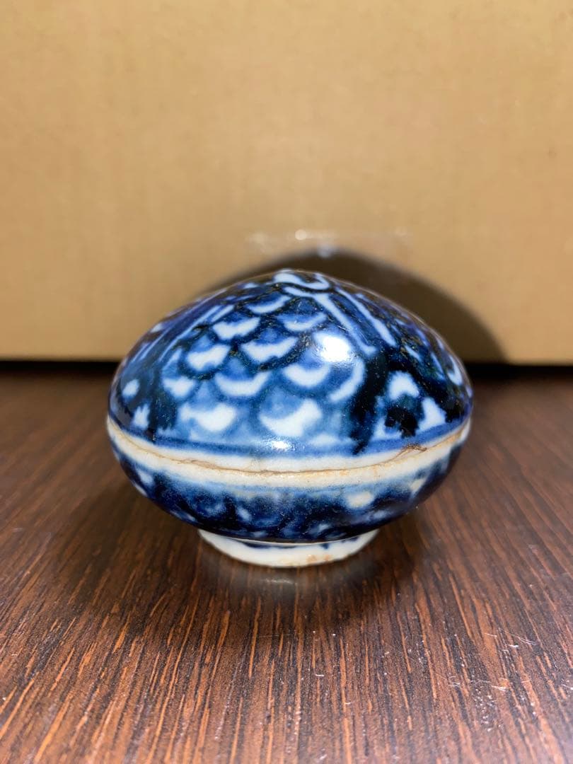 中国古美術　染付香合　呉須　染付　明　清　色絵