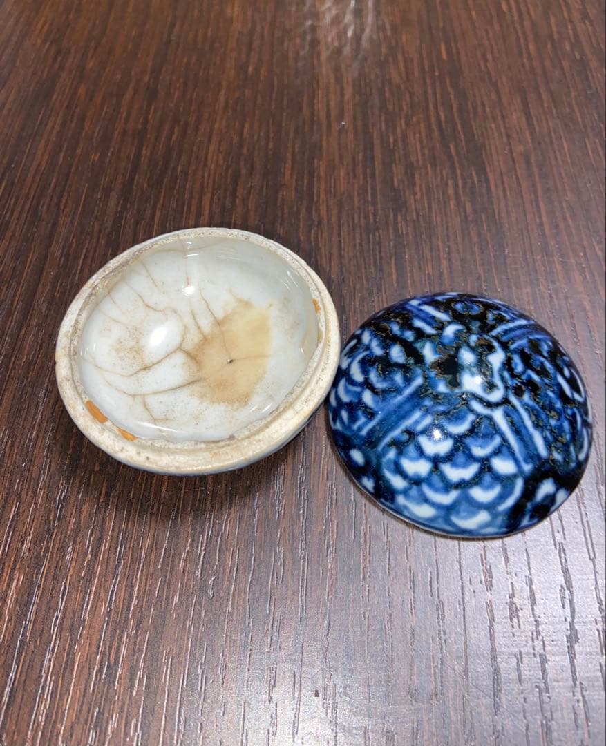 中国古美術　染付香合　呉須　染付　明　清　色絵