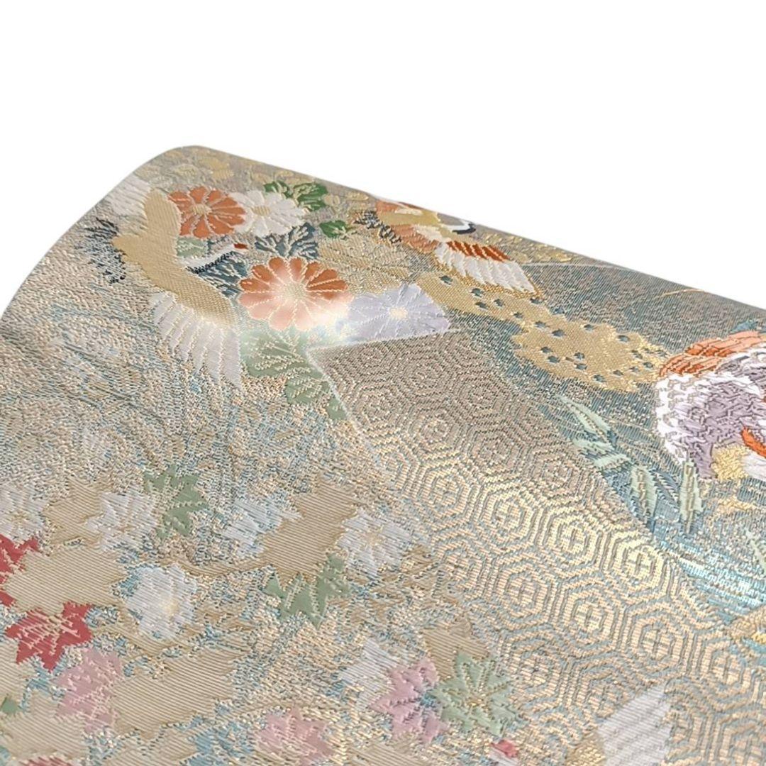 M*U様 1310 華 袋帯 鶴 吉祥 花 亀甲 お祝い 金